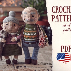 Crochet doll pattern: Grandpa and Grandma, Set of 2 Amigurumi patterns, crochet patterns, doll crochet pattern, Amigurumi doll pattern, DIY