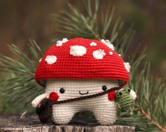 Wzór na szydełkowany grzybek: ozdoba amigurumi do samodzielnego wykonania (wzór w formacie PDF, terminologia amerykańska)