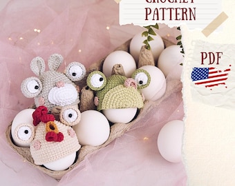 Easter Amigurumi Crochet Patterns: Frog, Bunny, Chicken (PDF Pattern)