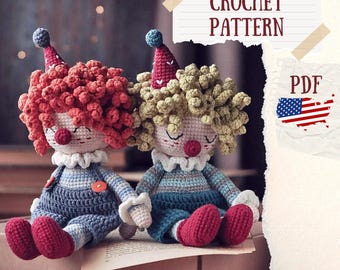 Patroon gehaakt clown: doe-het-zelf amigurumipop (pdf-patroon)