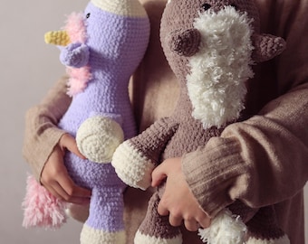 Schema per cavallo all'uncinetto: tutorial PDF per realizzare un peluche amigurumi (download immediato). Giocattolo di peluche fai da te