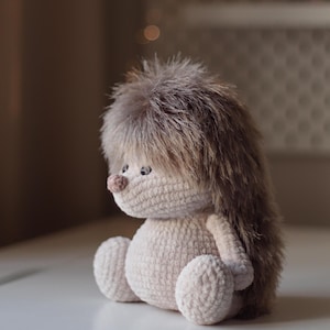 Schema uncinetto riccio. Animali all'uncinetto amigurumi. Schema animali di peluche. Giocattoli fai da te all'uncinetto. Regali fatti a mano all'uncinetto. Simpatico peluche riccio