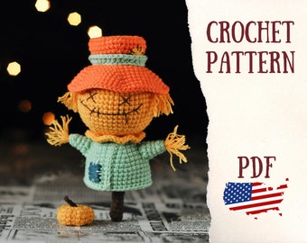 Amigurumi pattern / Scarecrow  crochet pattern /Halloween amigurumi pattern/ halloween decorations /Crochet amigurumi pattern, doll pattern
