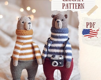 Patrón de oso amigurumi de crochet: Juguete de peluche DIY (Patrón PDF)