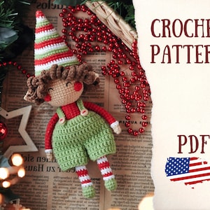 Christmas Elf crochet pattern, Christmas crochet pattern, Amigurumi pattern, Amigurumi doll pattern, Crochet Elf, Do it yourself, Handmade