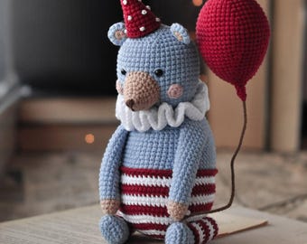 Patrón de oso de circo a crochet: Peluche amigurumi DIY (Patrón en PDF)
