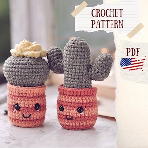Amigurumi Kaktus Häkelanleitung PDF. Sukkulenten Dekor. Leichtes Anfänger-Tutorial. Sofort Download. Handgemachte gehäkelte Geschenke. DIY Häkelblumen