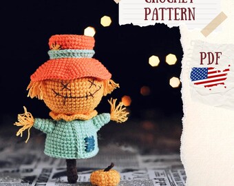 Halloween crochet scarecrow amigurumi pattern (PDF Pattern)