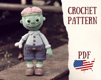 Crochet pattern, halloween Zombie amigurumi pattern, Amigurumi crochet pattern, Amigurumi doll pattern, Hallowen decorations, halloween gift