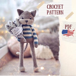 Amigurumi pattern. Cat crochet pattern. Amigurumi cat. Crochet animals. Gift for cat lovers. DIY crochet gifts. Crochet cat pattern.Handmade