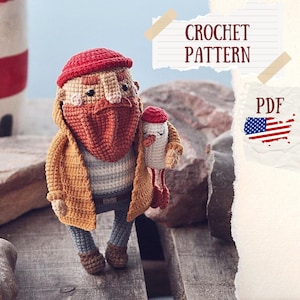 Lighthouse Keeper. Amigurumi Crochet Pattern PDF. Sailor Doll Tutorial. Nautical Toy. Instant Download