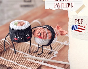 Sushi Amigurumi Crochet Pattern, Easy Food Toy DIY (PDF Pattern)
