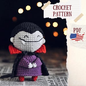 Dracula Amigurumi Crochet Pattern: Halloween Vampire Doll (PDF Pattern)