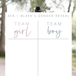 Bord voor geslachtsbepaling | Teammeisje of teamjongen | Gender Reveal-feestje / babyshower: direct downloaden + aanpasbare sjablonen