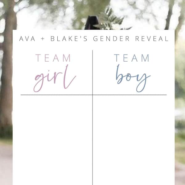 Gender Guess Board | Team Girl or Team Boy | Gender Reveal Party / Baby Shower - Instant Download + Customizable Templates