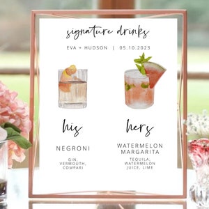 Signature Drinks Sign - Custom Cocktail Menu - 60+ COCKTAIL ICONS INCLUDED | Customizable Template + Instant Download