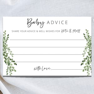 Tarjeta de consejos para bebés / Baby Shower / Vegetación - Descargable + Plantillas personalizables