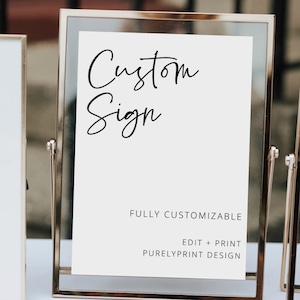 Customizable Minimalistic Table Sign | Instant Download & Customizable