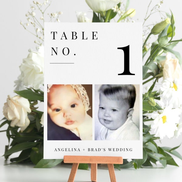 Wedding Table Numbers | Custom Photos | Baby Pictures - Instant Download & Easy to Customize
