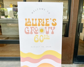 Groovy Birthday Welcome Sign - Downloadable + Customizable Template