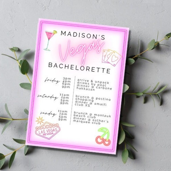 Vegas Itinerary Template Etsy
