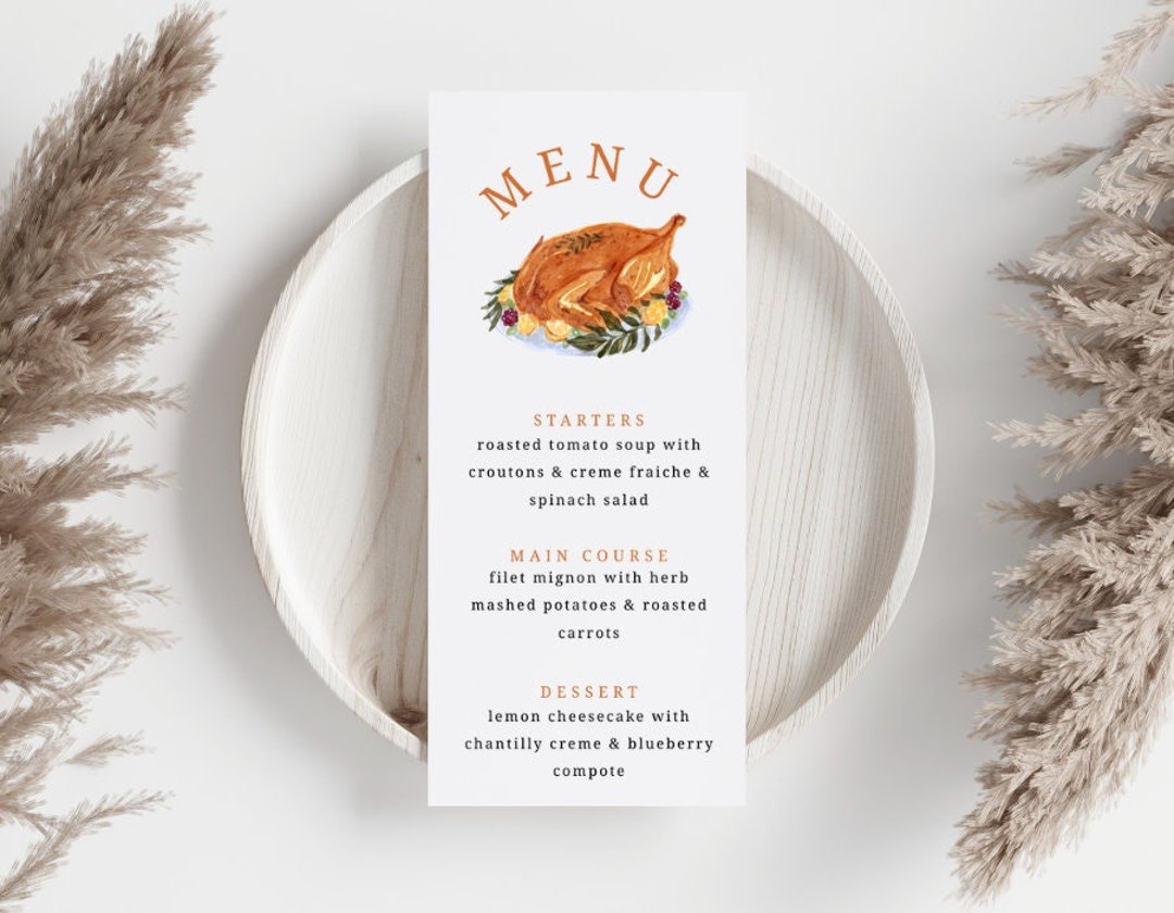 Thanksgiving 2023 Menu - Downloadable + Customizable Template - Etsy
