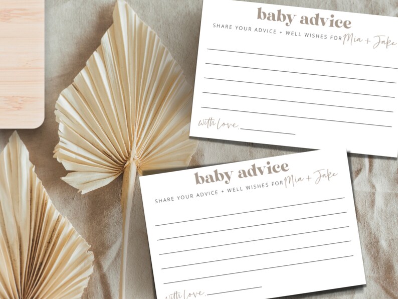 Baby Advice Card | Baby Shower | Modern | Natural - Downloadable ...