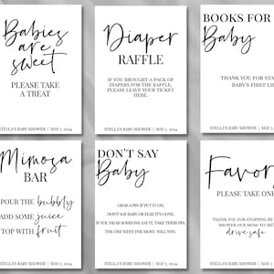 Baby Shower Table Signs Set / Bundle - Downloadable + Customizable Templates