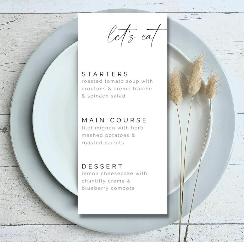 Menu Template | Modern | Sleek | Formal | Simple | EDITABLE ...