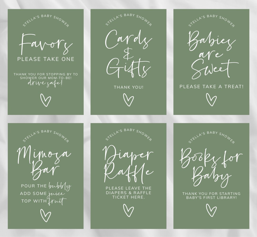 Baby Shower Table Signs Set / Bundle - Downloadable + Customizable ...