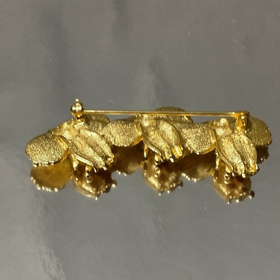 3 Joined Elephants Brooch in Gold with Rhinestone… - image 7