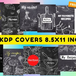 KDP Recipe Journal Covers: Chalkboard Style, 8.5x11 (PDF Files)