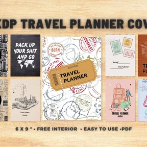10 KDP Low content Book Cover, Travel Planner Journal  Cover, Free 1 KDP Interior, Commercial Use, Ready to Upload, PDF flies, 6X9&quot;