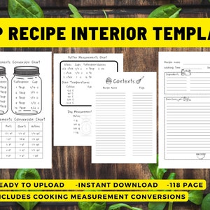 KDP Recipe Interior, Commercial Use, Ready to Upload, PDF flies, 8.5X11&quot;