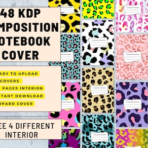 48 Leopard Print Composition Notebook Covers: KDP Ready (Digital Download)