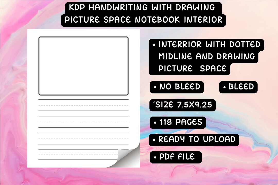 KDP Handwriting With Drawing Picture Space Notebook Interior for Kid 7 ...