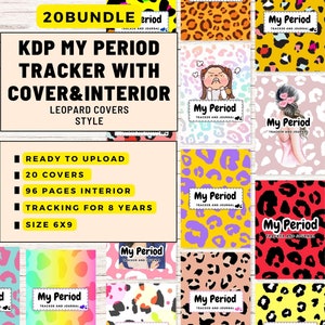 KDP Period Tracker Journal Covers: 20 Leopard Print Designs (6x9) (PDF Files)