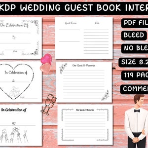 5 KDP Wedding Guest Book Interior V4, Size 8.25x6, 119 Pages, Commercial Use