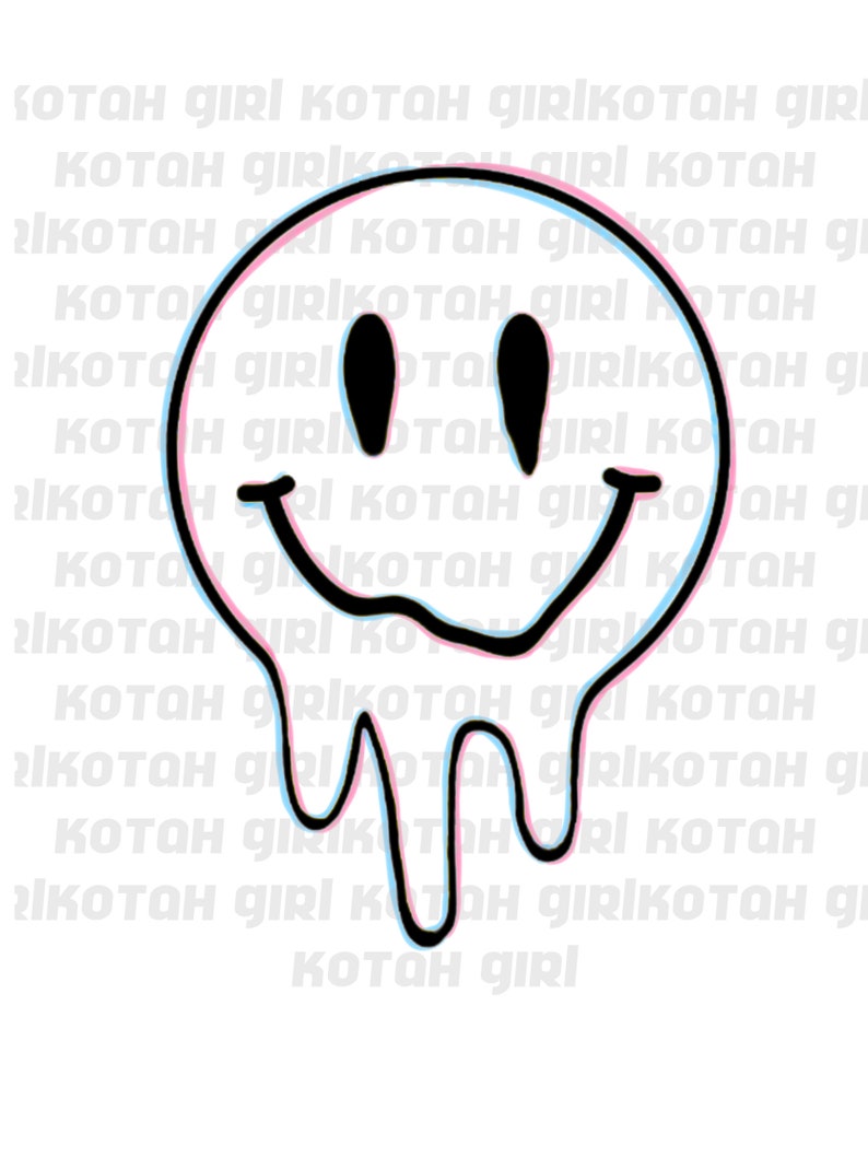 Drippy Smiley Face Svg Cute, Trendy, Digital Download, Happy Face