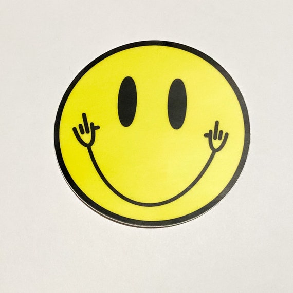 Flip off Smiley Face Sticker Funny Cute Trendy Cussing Etsy
