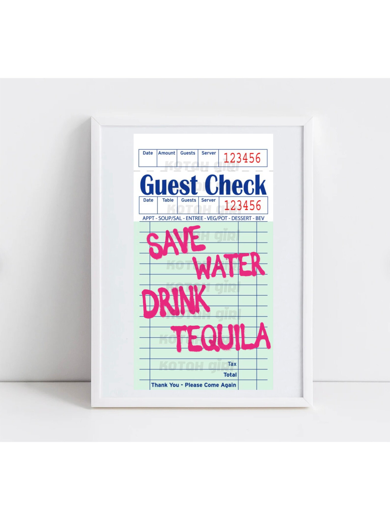 Save Water Drink Tequila Cute Wall Art Print College Posters Trendy
