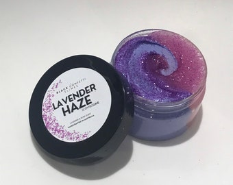 JELLY Slime & CLOUD CREME, 'Lavender Haze' slime, Fresh Lavender and Rose Scented Slime, Glittery Slime