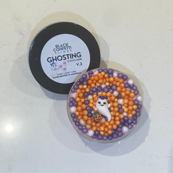 JELLY FLOAM SLIME - 'Ghosting V.2' Floam Slime, Halloween Slime, Candy Corn Scented Slime, Australian Slime Shop