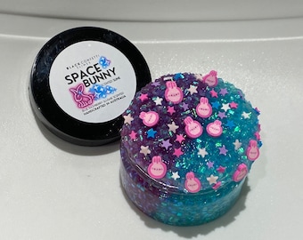 Crunchy BINGSU Slime, 'Space Bunny' Purple Slime and Blue Slime, NEW FORMULA! Stretchy Slime, Sweet Blue Raspberry Slushie Scented Slime