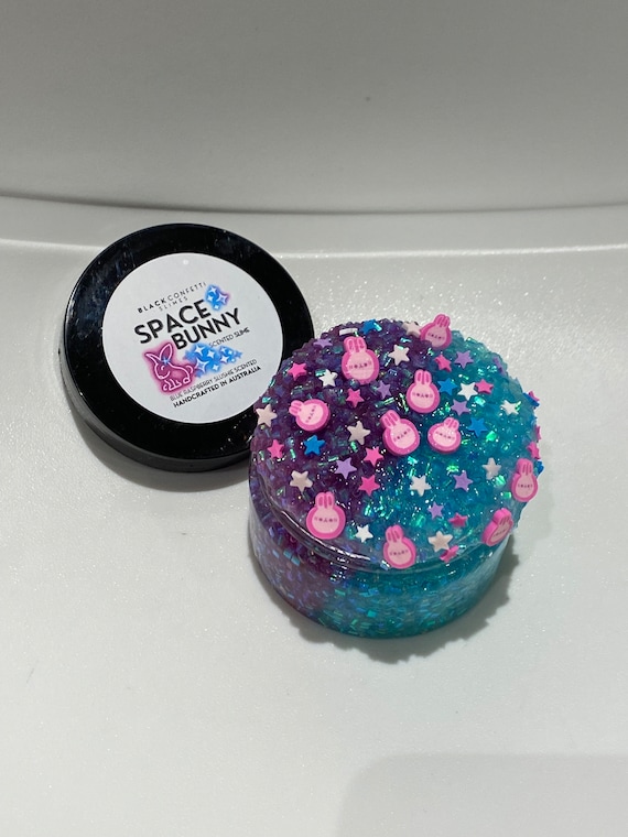 Crunchy BINGSU Slime, 'Space Bunny' Purple Slime and Blue Slime, NEW FORMULA! Stretchy Slime, Sweet Blue Raspberry Slushie Scented Slime