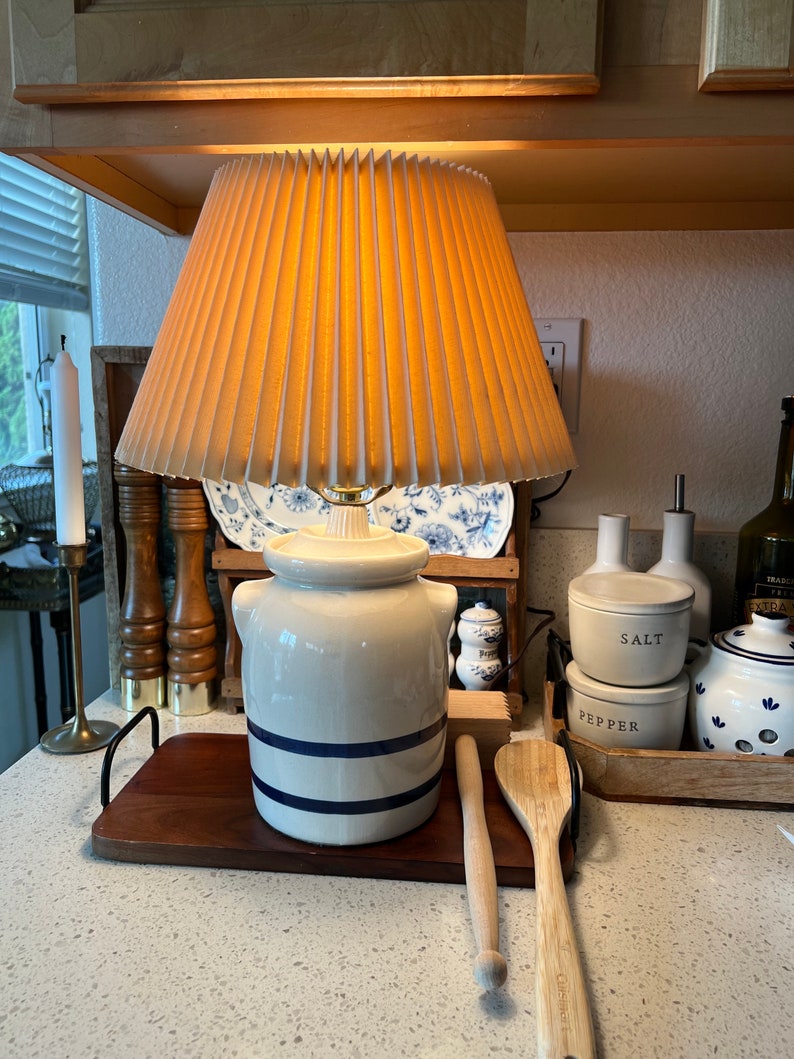 Vintage Country Crock Lamp Ceramic Jug Lamp Glazed Stoneware Etsy
