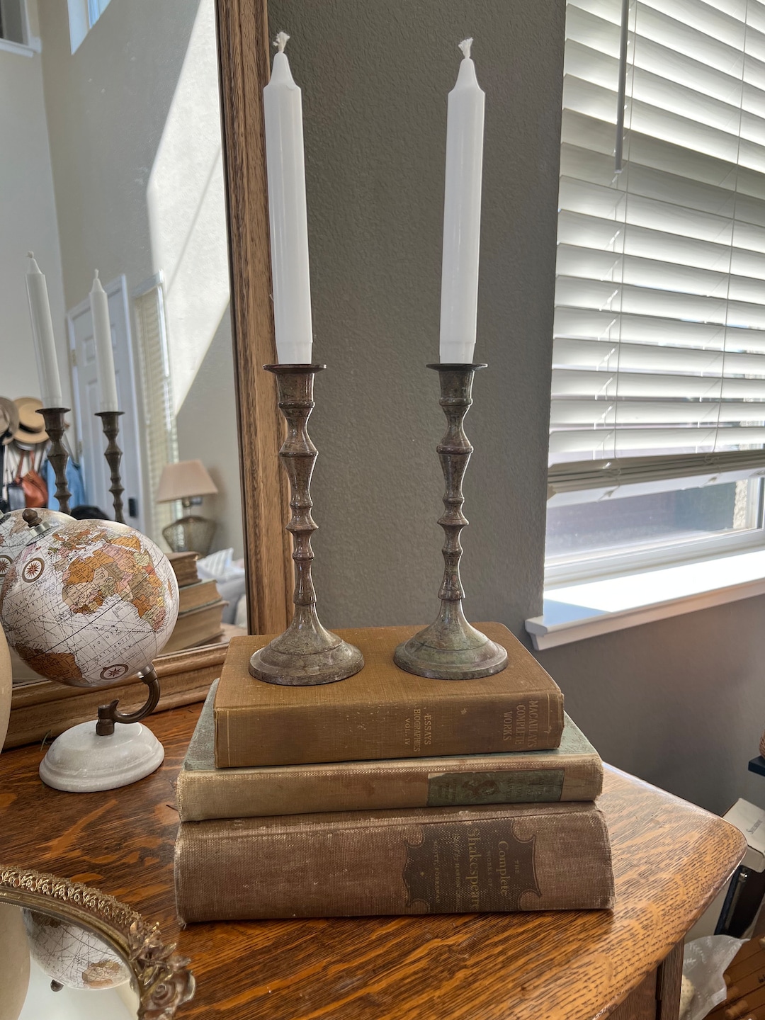 Metal Candlestick Holders Academia Home Decor, Tappered Candle Holder