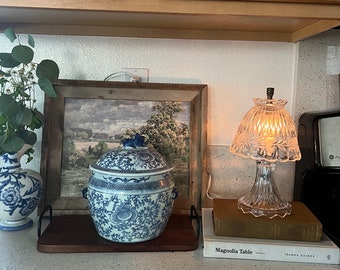 Chinoiserie Porcelain Container with Lid, Ginger Jar, Hand Painted Jar, Chinese Blue and White Porcelain Covered Jars With Foo Dog Finials