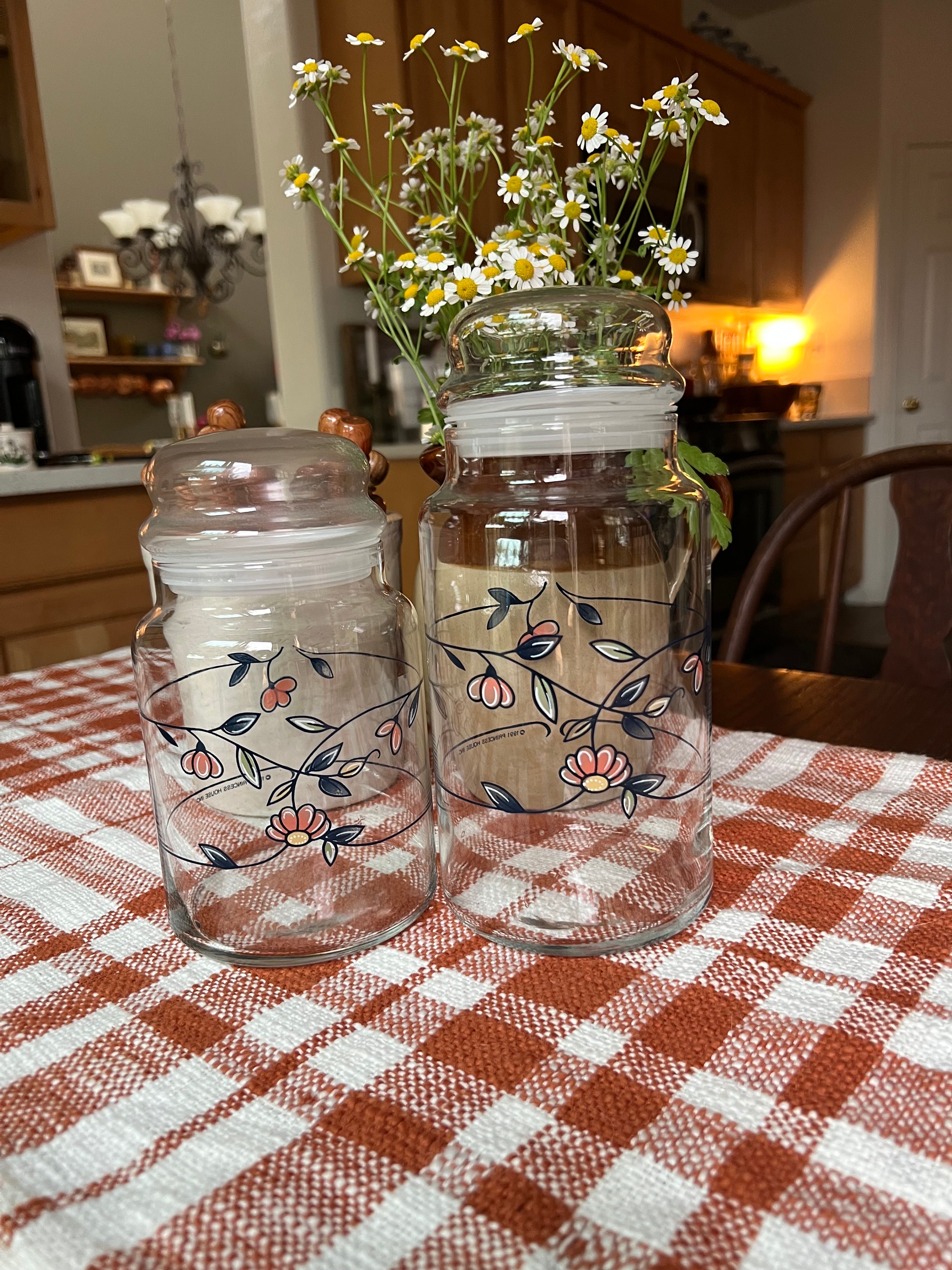 Vintage Glass Canister Princess House Heritage Blossom Set of Etsy