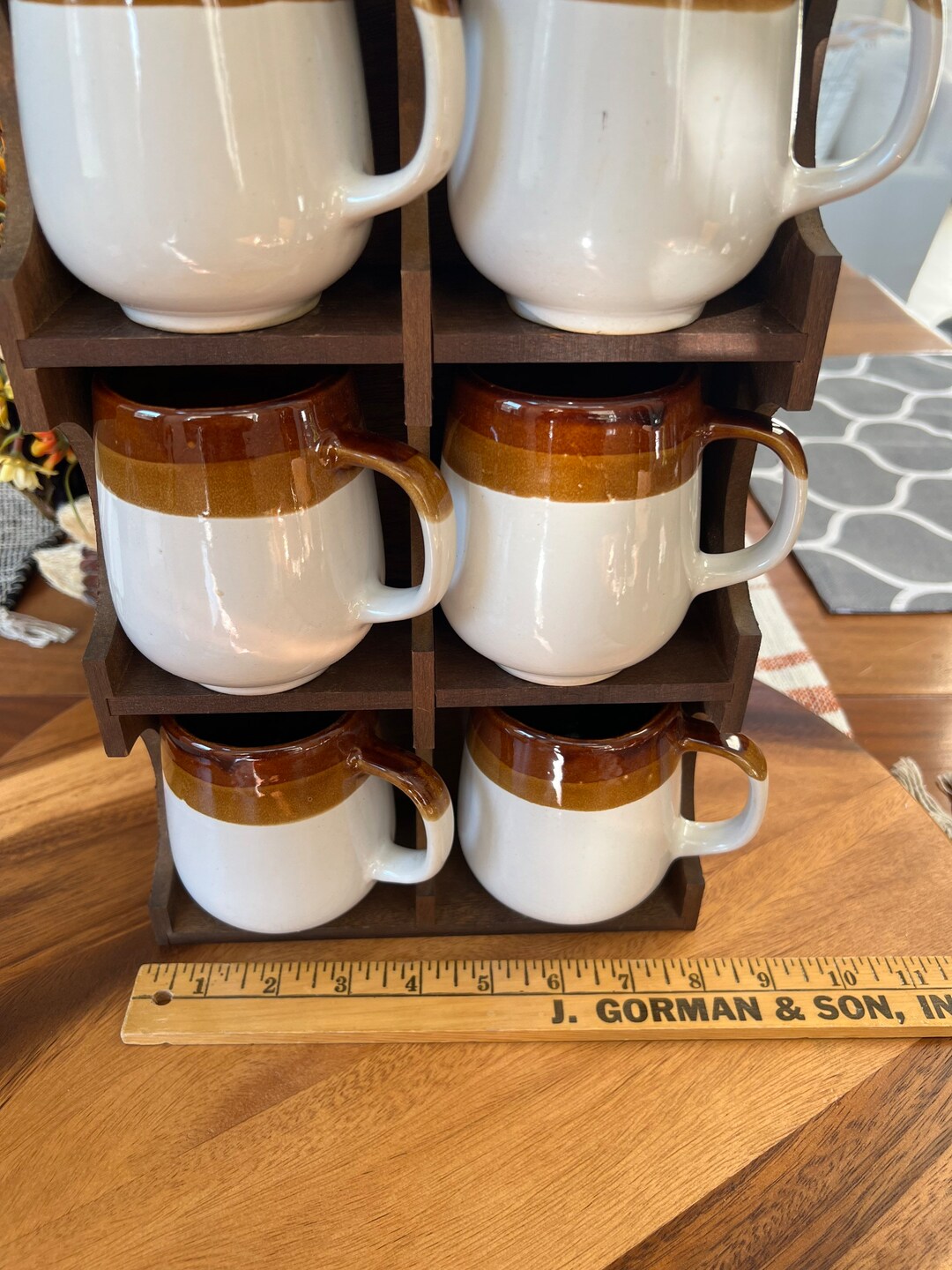 Vintage Retro Coffee Mug Set Tricolor Coffee Set Ceramic Etsy